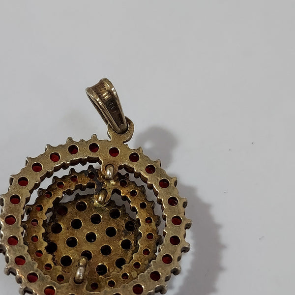 10K Gold & Garnet Pendant - Big Reuse