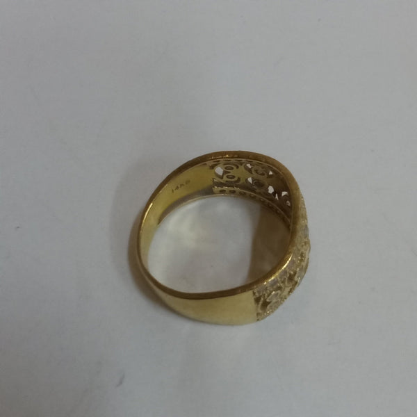 14K Gold & Clear Stone Cut Out Ring - Big Reuse