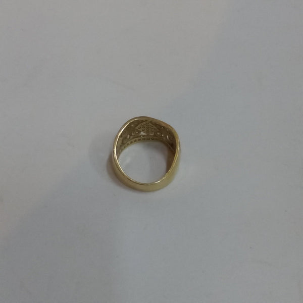 14K Gold & Clear Stone Cut Out Ring - Big Reuse