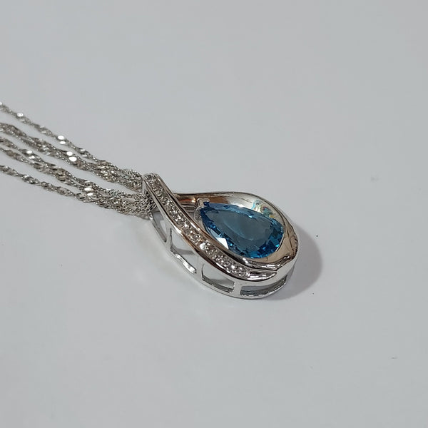 14K Gold Diamond & Topaz Necklace - Big Reuse