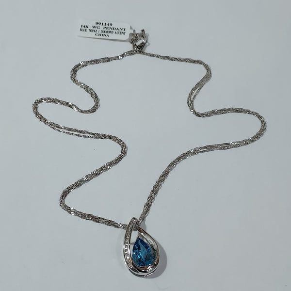 14K Gold Diamond & Topaz Necklace - Big Reuse