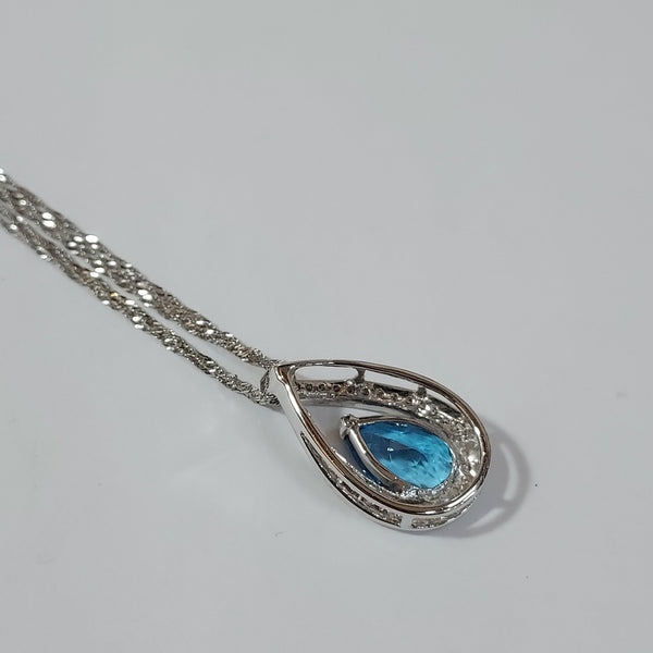 14K Gold Diamond & Topaz Necklace - Big Reuse