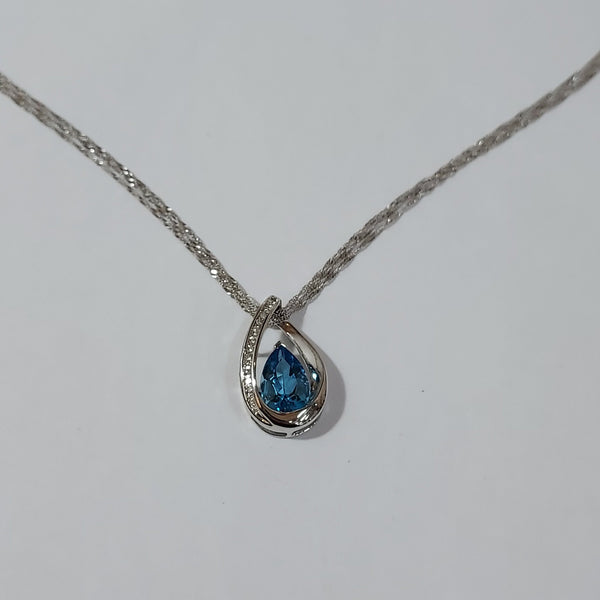 14K Gold Diamond & Topaz Necklace - Big Reuse