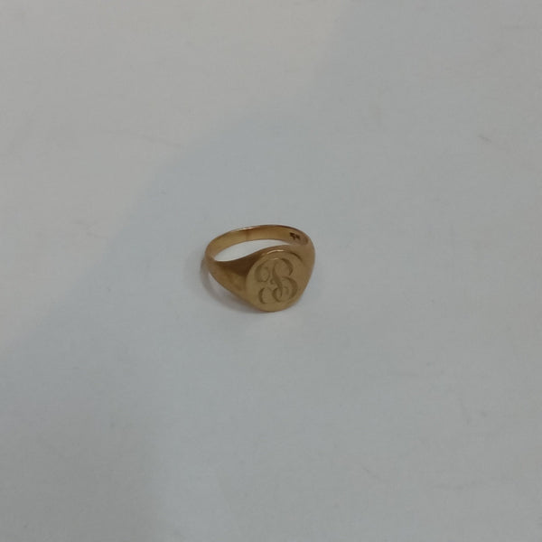 14K Gold Engraved 'B' Ring - Big Reuse