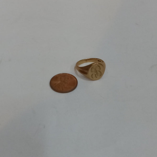 14K Gold Engraved 'B' Ring - Big Reuse