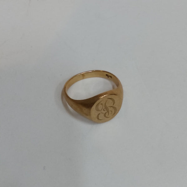 14K Gold Engraved 'B' Ring - Big Reuse