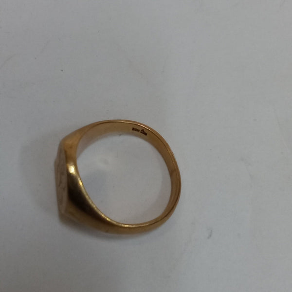 14K Gold Engraved 'B' Ring - Big Reuse