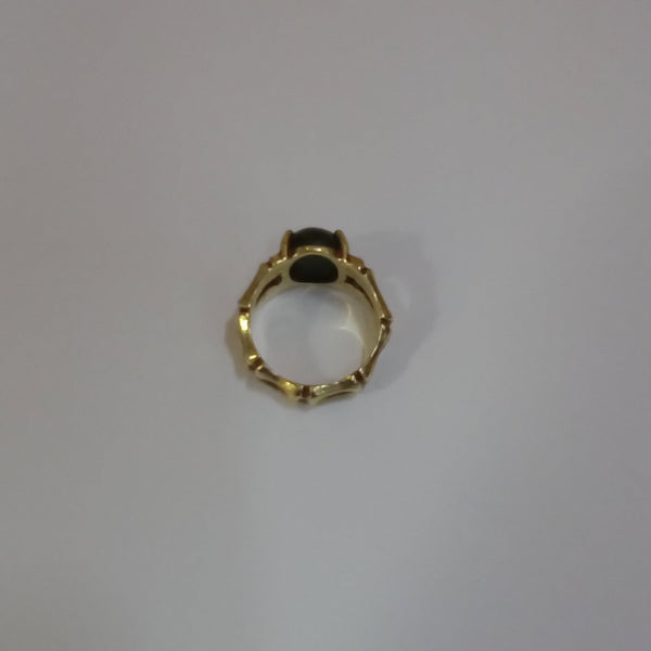 14K Gold & Green Stone Ring - Big Reuse