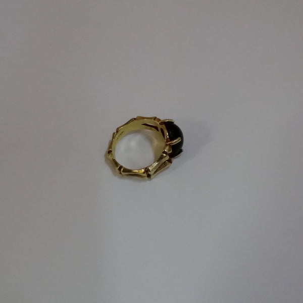 14K Gold & Green Stone Ring - Big Reuse