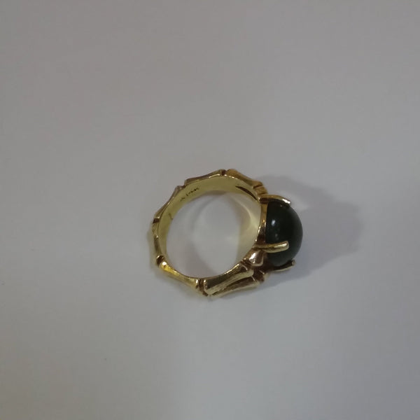 14K Gold & Green Stone Ring - Big Reuse