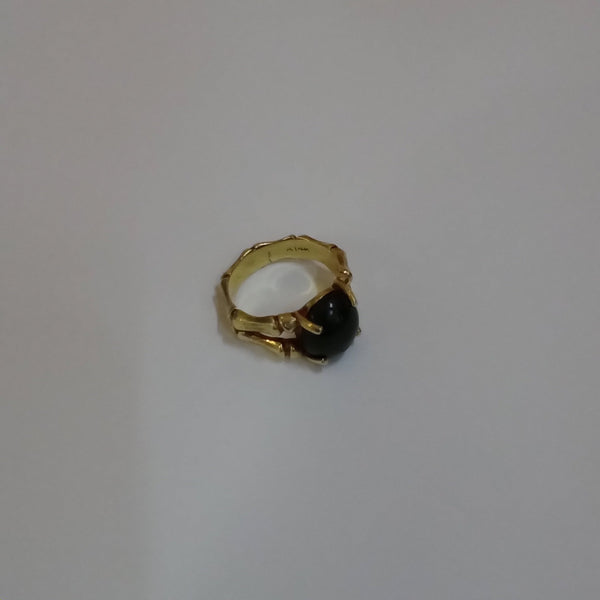 14K Gold & Green Stone Ring - Big Reuse