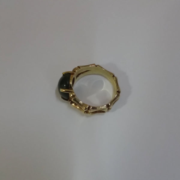 14K Gold & Green Stone Ring - Big Reuse