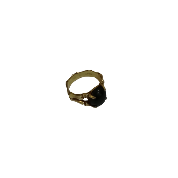 14K Gold & Green Stone Ring - Big Reuse