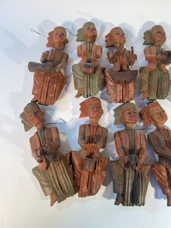 Hand Carved Thai Women Dancing Musical Sculptures Set of 10 - Big Reuse