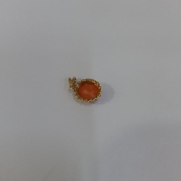 14K Gold & Coral Earring & Pendant Set - Big Reuse