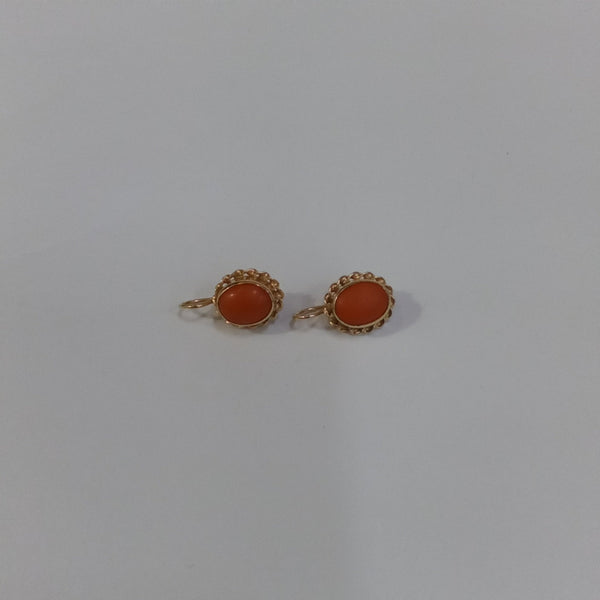 14K Gold & Coral Earring & Pendant Set - Big Reuse