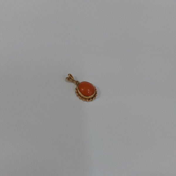 14K Gold & Coral Earring & Pendant Set - Big Reuse