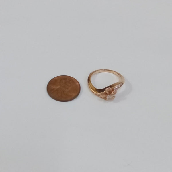 14K Rose Gold & Clear Stone Ring - Big Reuse