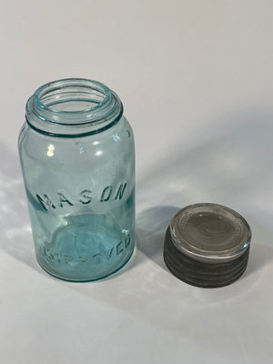 1900s Quart Aqua Mason Jar - Big Reuse