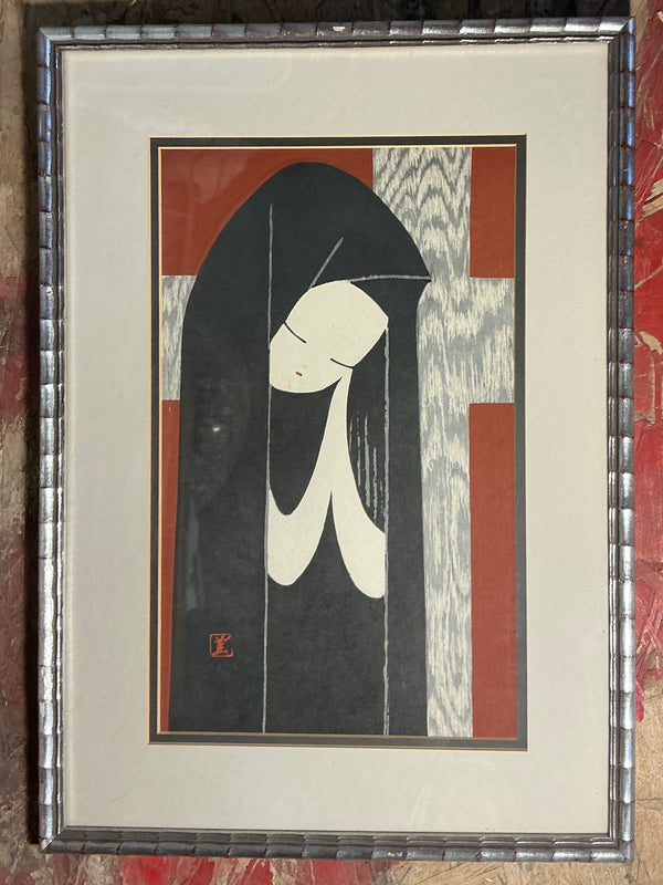 Kaoru Kawano Original Woodblock Print “Praying Girl”