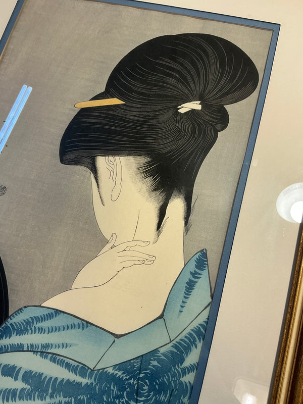 Kitagawa Utamaro Woodblock Print “Courtesan Powdering Neck”