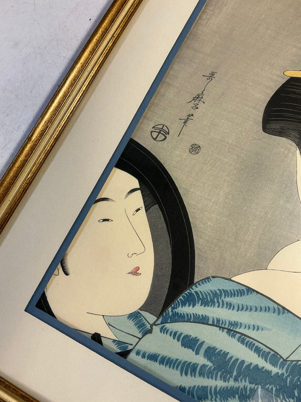 Kitagawa Utamaro Woodblock Print “Courtesan Powdering Neck”