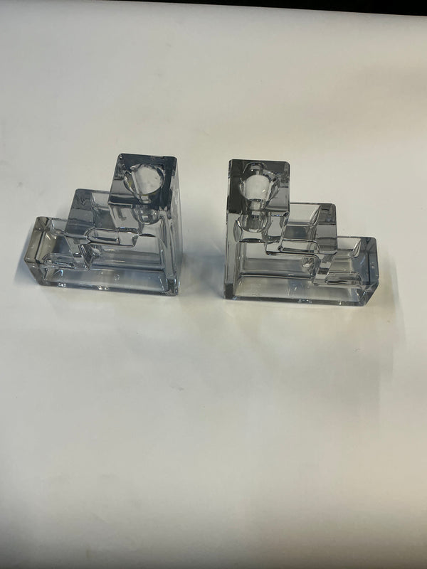 Pair of 1930s glass candle holders
