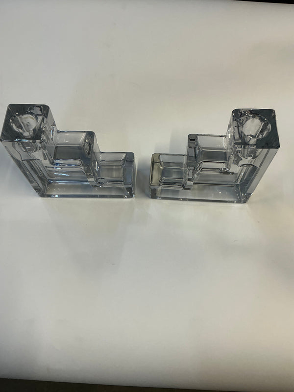Pair of 1930s glass candle holders