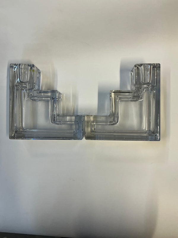 Pair of 1930s glass candle holders