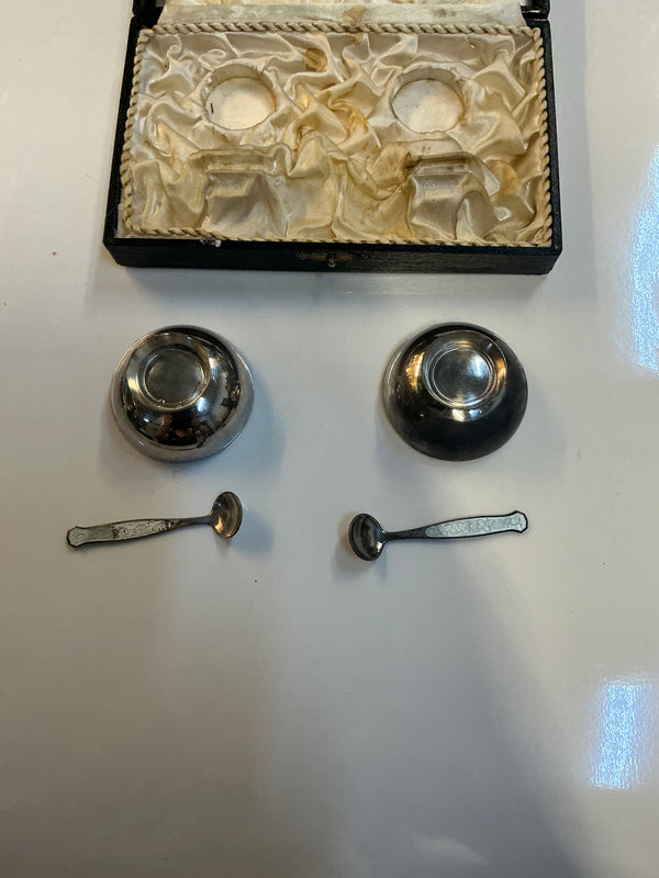 20th c. Meka Denmark Salt Cellar and Spoon set