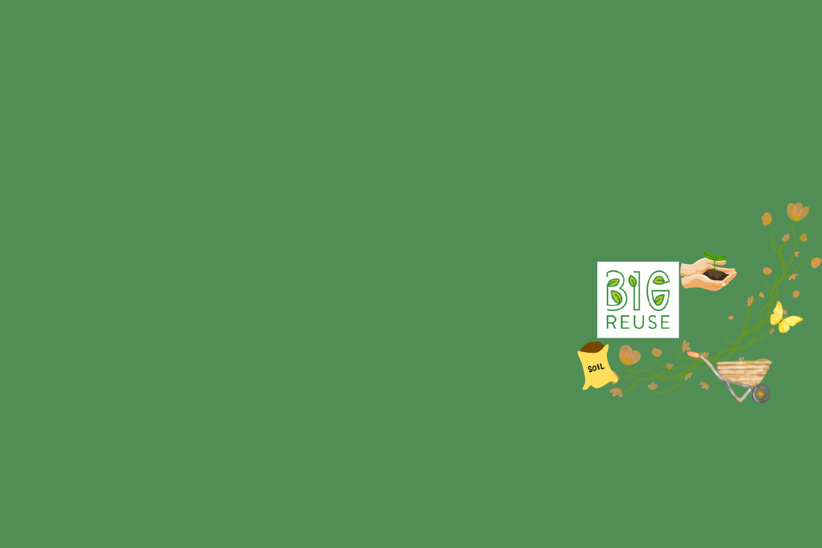 Green background with 'Bio Reuse' logo and icons on a green background