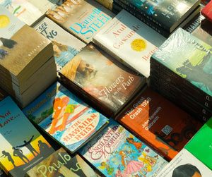 Books stacked on a table