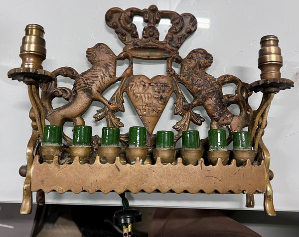 Antique Brass Hanukkah Menorah - Big Reuse