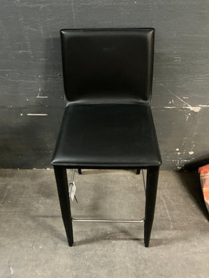 Bottega Stool in Black Leather - Big Reuse