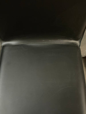 Bottega Stool in Black Leather - Big Reuse