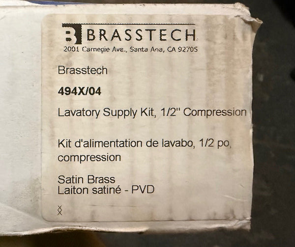 Brasstech lavatory supply kit 1/2” compression Satin Brass - Big Reuse