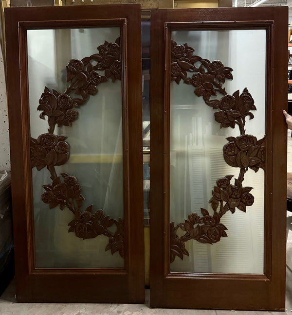 Glass & Carved Wood Door - Big Reuse