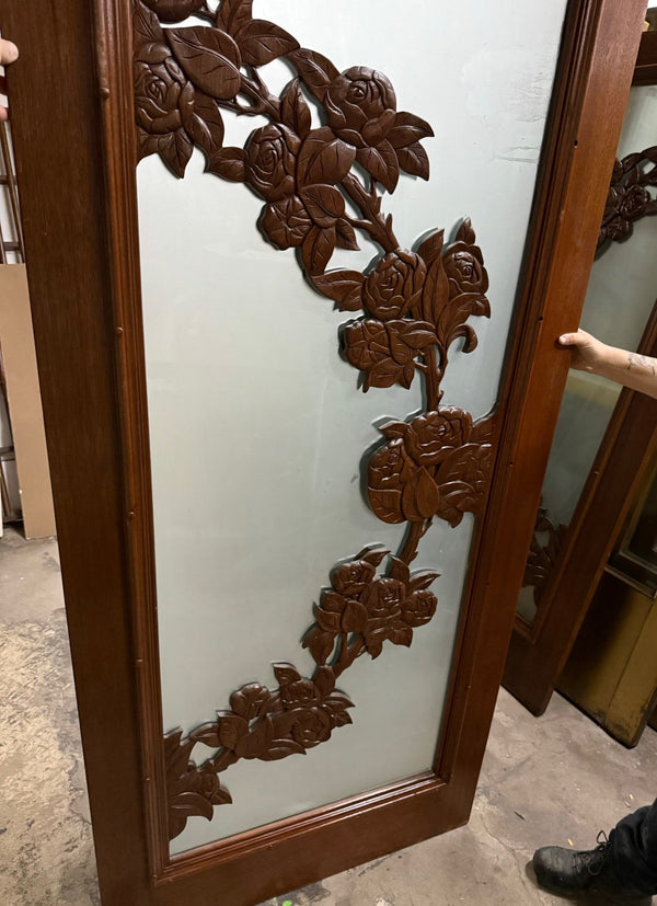 Glass & Carved Wood Door - Big Reuse