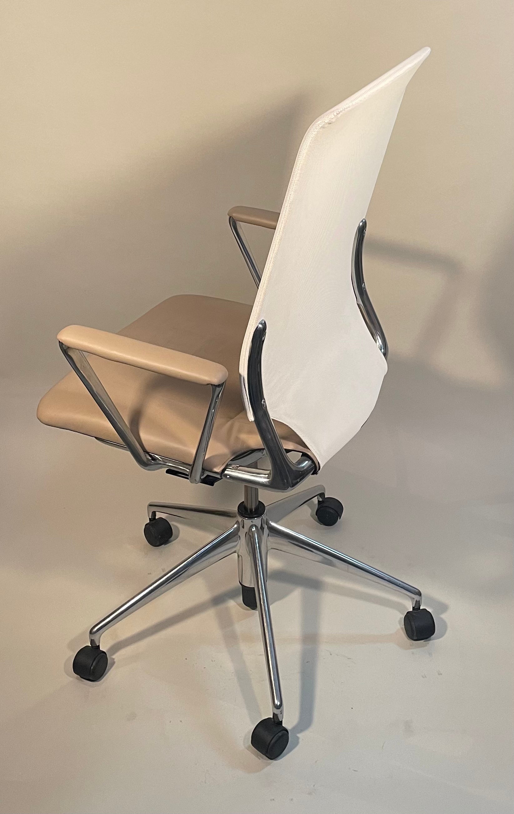 2011 Vitra Meda by Alberto Meda Desk Chair Tan Full Leather