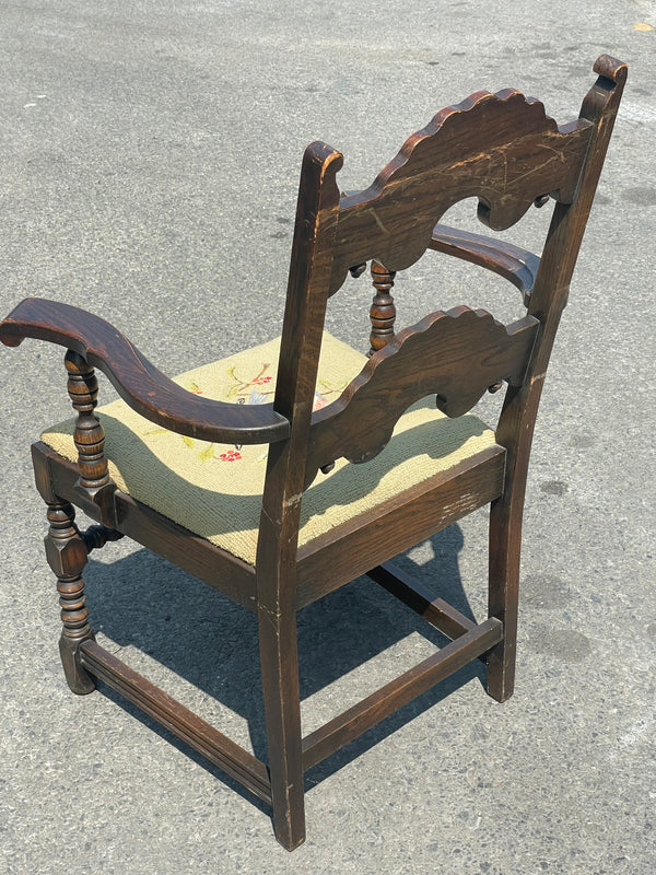 Antique Embroidered Bird Chair