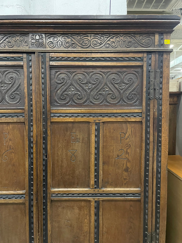 Antique Gothic Armoire Cabinet