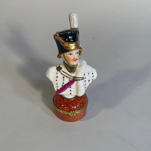 Late 20th Century Cavalry Soldier Ceramic Trinket Box