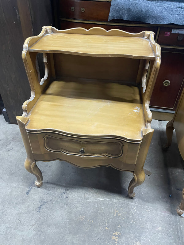 French Provincial Glam Nightstands Pair Set End Tables Two Tier with one drawer