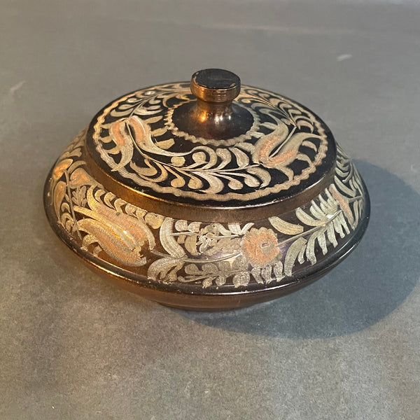 Vintage Turkish Carved Copper Decorative Bowl