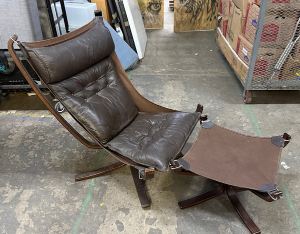 Leather 'Falcon' Sling Chair by Sigurd Ressell for Vatne Møbler w/ O 1970s - Big Reuse