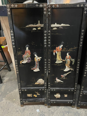 Set of 4 Vintage Chinese Lacquer Double Sided Decorative Panels - Big Reuse