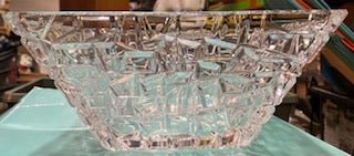 Tiffany Co signed Sierra Pattern Geometric Crystal square bowl 9" - Big Reuse