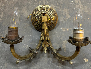 Vintage Cast Brass 2 - Armed Sconce - Big Reuse