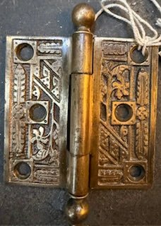 Vintage Ornate Brass Hinge Pair - Big Reuse