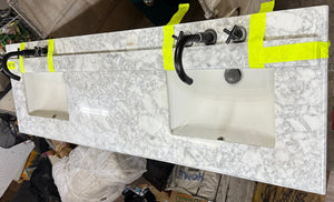 White Marble Double Sink w/ Backsplash - Big Reuse